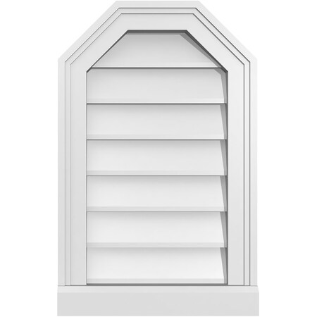 Ekena Millwork Octagonal Top Surface Mount PVC Gable Vent w/ 2"W x 2"P Brickmould Sill Frame, 14"W x 22"H GVPOT14X2203SN